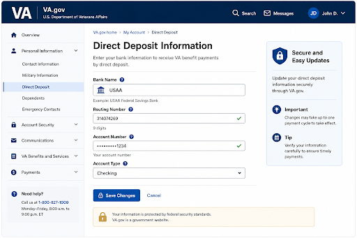 online direct deposit informatio